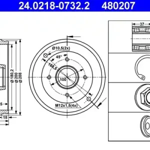 Bęben hamulcowy ATE 24.0218-0732.2 Hit sprzedaży