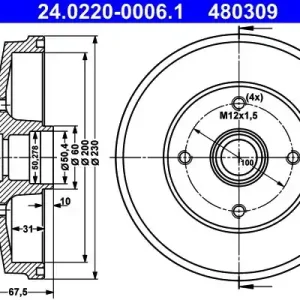 Bęben hamulcowy ATE 24.0220-0006.1 Tani