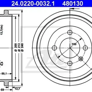 Bęben hamulcowy ATE 24.0220-0032.1 Bestseller