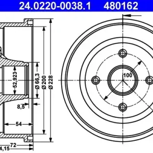 Bęben hamulcowy ATE 24.0220-0038.1 Tani