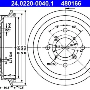 Bęben hamulcowy ATE 24.0220-0040.1 Kup teraz