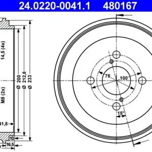 Bęben hamulcowy ATE 24.0220-0041.1 Bezpieczne zakupy