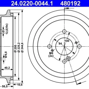 Bęben hamulcowy ATE 24.0220-0044.1 Kup teraz