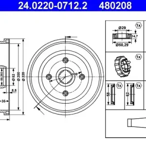 Bezpieczna płatność Bęben hamulcowy ATE 24.0220-0712.2