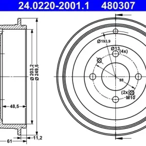 Bęben hamulcowy ATE 24.0220-2001.1 Bezpieczne zakupy