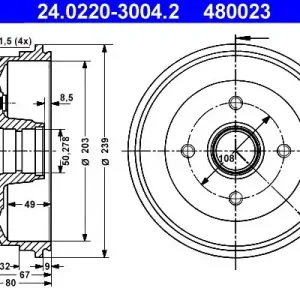 Bęben hamulcowy ATE 24.0220-3004.2 Szybka wysyłka