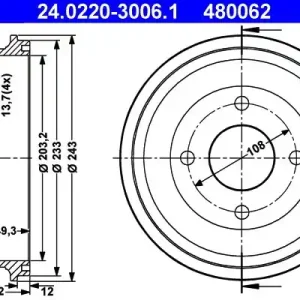 Bęben hamulcowy ATE 24.0220-3006.1 Szybka dostawa