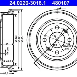 Bęben hamulcowy ATE 24.0220-3016.1 Nowość