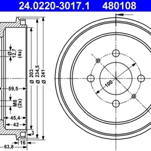 Bezpieczna płatność Bęben hamulcowy ATE 24.0220-3017.1