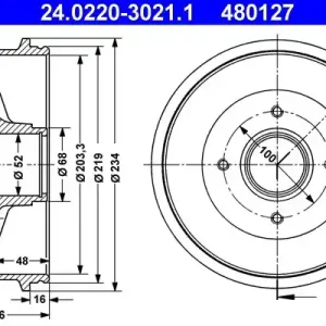 Bęben hamulcowy ATE 24.0220-3021.1 Super okazja