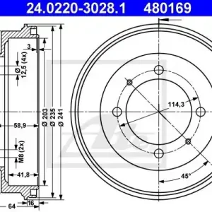 Bęben hamulcowy ATE 24.0220-3028.1 Promocja
