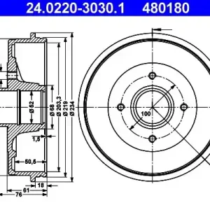 Bęben hamulcowy ATE 24.0220-3030.1 Tylko do końca tygodnia