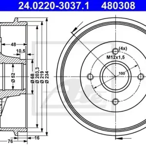 Bezpieczne zakupy Bęben hamulcowy ATE 24.0220-3037.1