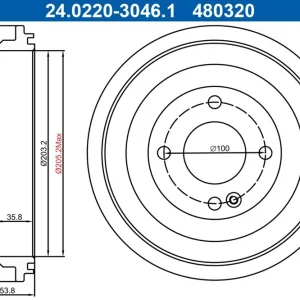 Bęben hamulcowy ATE 24.0220-3046.1 Oferta limitowana