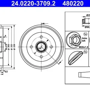 Bęben hamulcowy ATE 24.0220-3709.2 Oferta czasowa