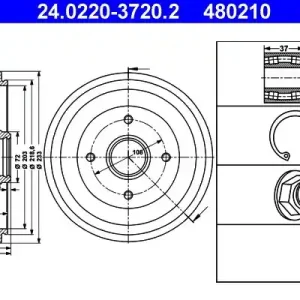 Bęben hamulcowy ATE 24.0220-3720.2 Darmowa dostawa