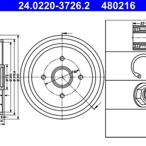 Bęben hamulcowy ATE 24.0220-3726.2 Obniżka ceny
