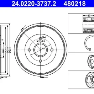 Bęben hamulcowy ATE 24.0220-3737.2 Tylko do końca tygodnia
