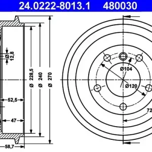 Zamów teraz Bęben hamulcowy ATE 24.0222-8013.1