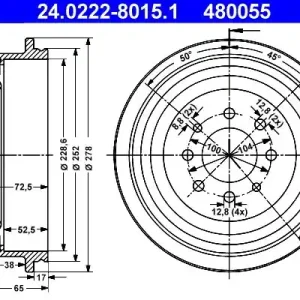 Bęben hamulcowy ATE 24.0222-8015.1 Cena promocyjna