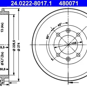 Bęben hamulcowy ATE 24.0222-8017.1 Promocja