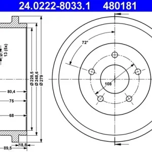 Bęben hamulcowy ATE 24.0222-8033.1 Cena promocyjna