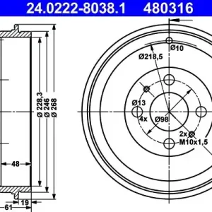 Bęben hamulcowy ATE 24.0222-8038.1 Nie przegap