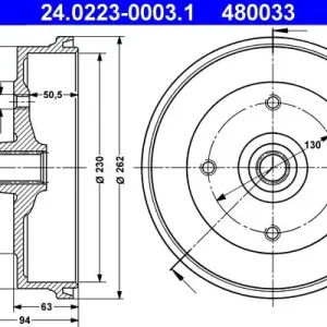Bęben hamulcowy ATE 24.0223-0003.1 Niska cena