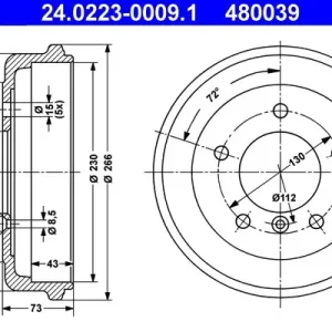 Bęben hamulcowy ATE 24.0223-0009.1 Tylko dziś