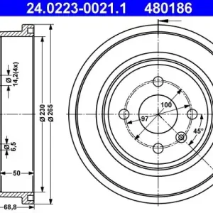 Bęben hamulcowy ATE 24.0223-0021.1 Bestseller