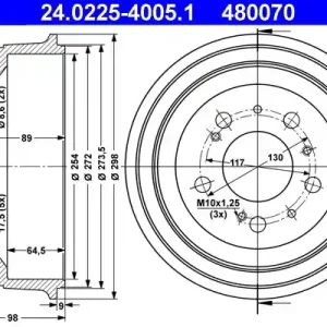 Bęben hamulcowy ATE 24.0225-4005.1 Do wyczerpania zapasów