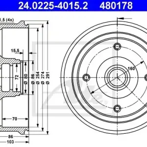 Bęben hamulcowy ATE 24.0225-4015.2 Sprawdź teraz