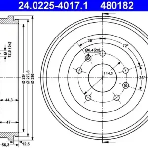 Bęben hamulcowy ATE 24.0225-4017.1 Popularny