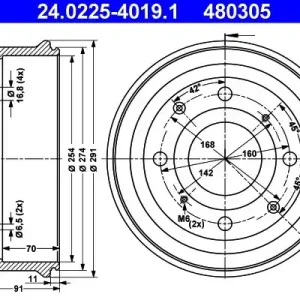 Bęben hamulcowy ATE 24.0225-4019.1 Nowy