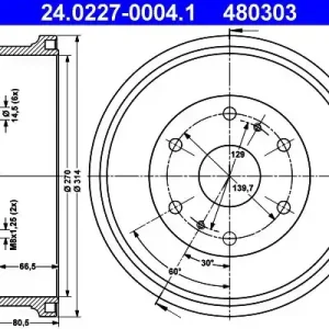 Bęben hamulcowy ATE 24.0227-0004.1 Najlepsza cena
