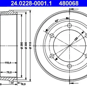 Bęben hamulcowy ATE 24.0228-0001.1 Darmowy zwrot