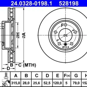 Zniżka Tarcza hamulcowa ATE 24.0328-0198.1