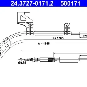 Cięgło, hamulec postojowy ATE 24.3727-0171.2 Ograniczona ilość