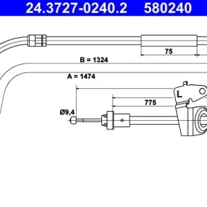 Cięgło, hamulec postojowy ATE 24.3727-0240.2 Popularny