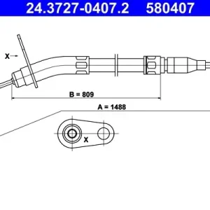 Cięgło, hamulec postojowy ATE 24.3727-0407.2 Łatwy zwrot
