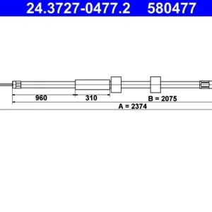 Cięgło, hamulec postojowy ATE 24.3727-0477.2 Nowy