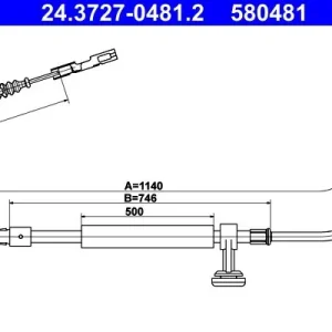Cięgło, hamulec postojowy ATE 24.3727-0481.2 Nowy