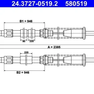 Cięgło, hamulec postojowy ATE 24.3727-0519.2 Dostępne od ręki