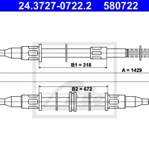 Cięgło, hamulec postojowy ATE 24.3727-0722.2 Łatwy zwrot