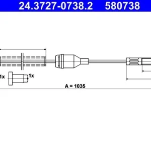 Cięgło, hamulec postojowy ATE 24.3727-0738.2 Łatwy zwrot