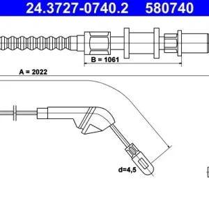 Cięgło, hamulec postojowy ATE 24.3727-0740.2 Bestseller