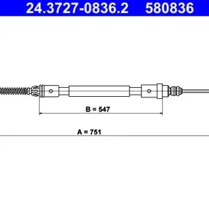 Cięgło, hamulec postojowy ATE 24.3727-0836.2 Hit sprzedaży