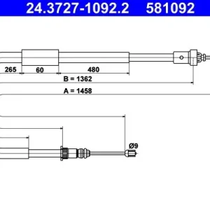 Cięgło, hamulec postojowy ATE 24.3727-1092.2 Darmowa dostawa