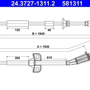 Cięgło, hamulec postojowy ATE 24.3727-1311.2 Bezpieczne zakupy